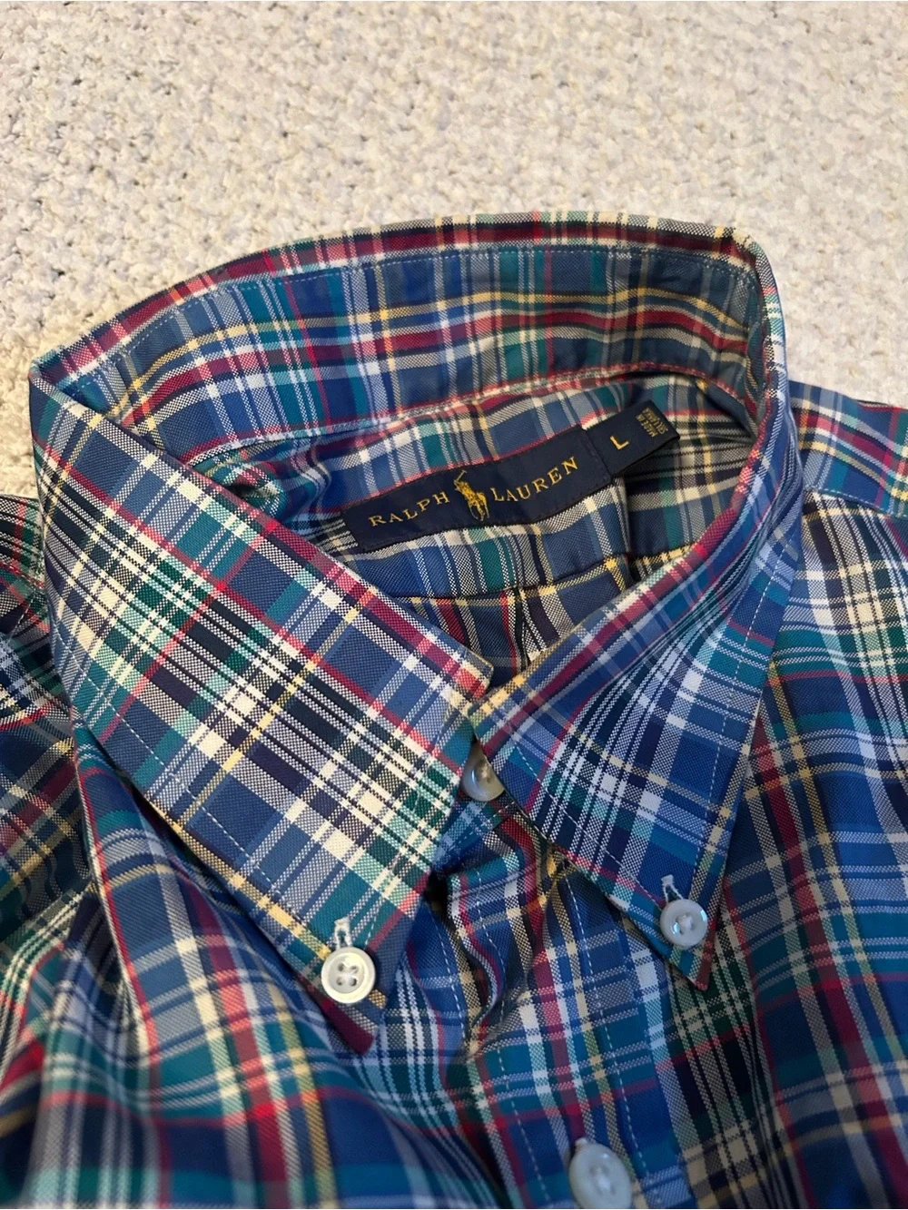 Large Polo Ralph Lauren Long Sleeve Button Down Shirt Multicolor Plaid